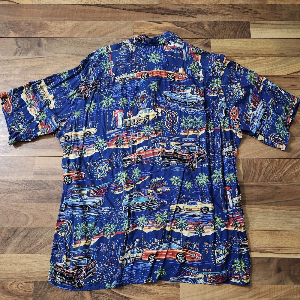 VTG Reyn Spooner American Classics Cars All-Over Print Hawaiian Royal Blue XL - Picture 11 of 11